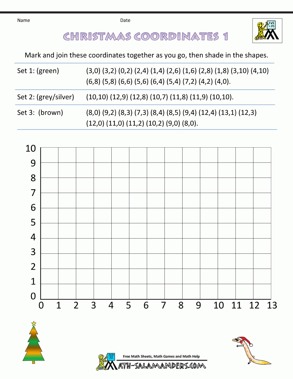 Christmas Coordinates Lessons, Worksheets And Activities intended for Printable Christmas Coordinates Worksheets