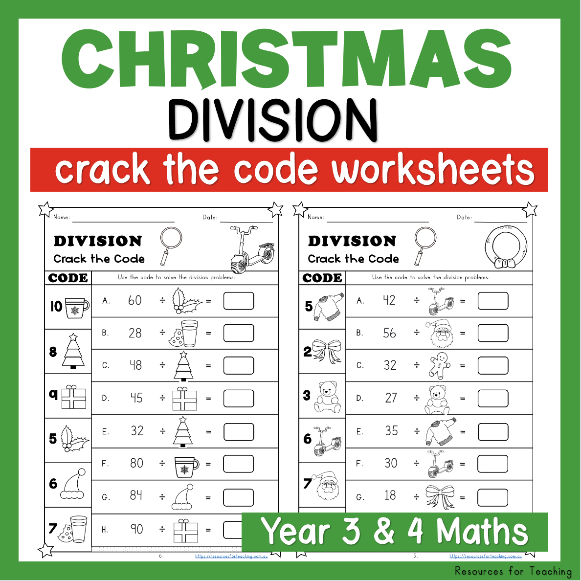 Christmas Crack The Code: Division Worksheets | Resources For inside Christmas Math Worksheets Division