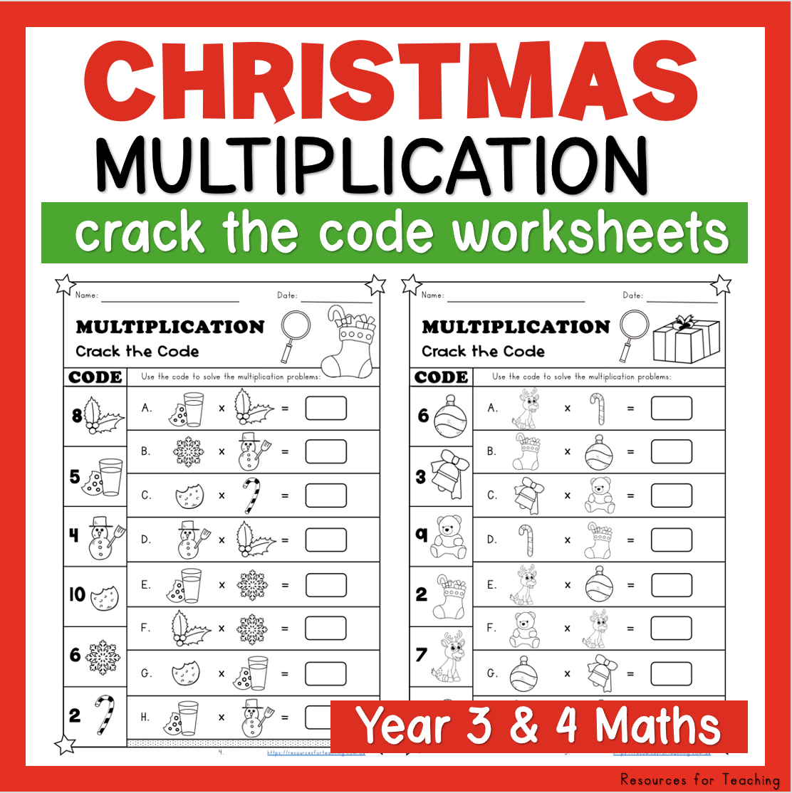 Christmas Crack The Code: Multiplication Worksheets | Resources throughout Crack the Code Christmas Worksheets