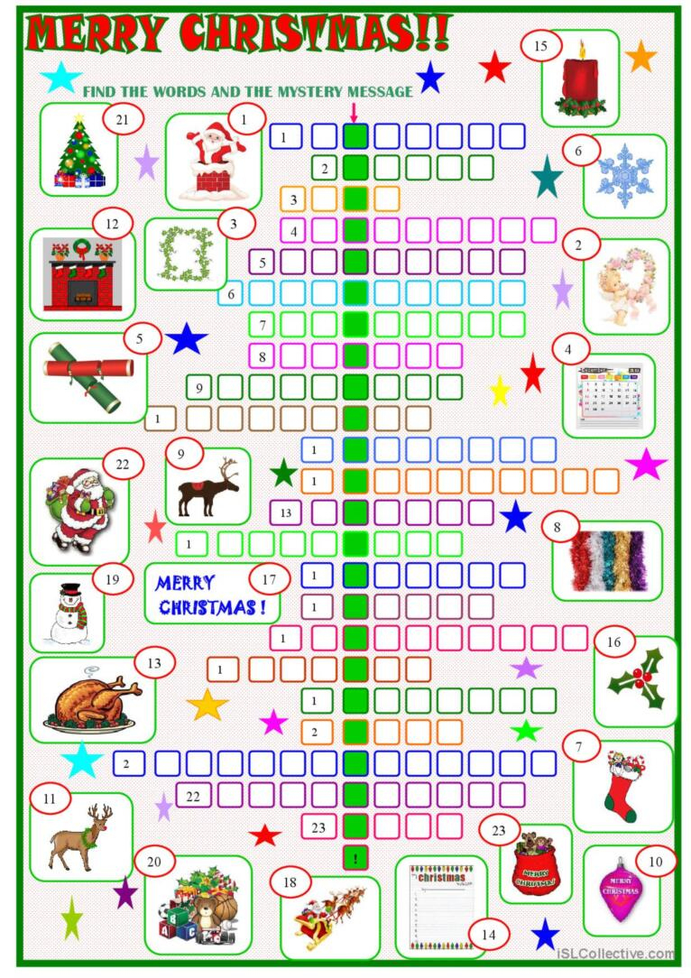 Christmas : Crossword Puzzle With A…: English Esl Worksheets Pdf &amp;amp; Doc with regard to Christmas Crossword Worksheets