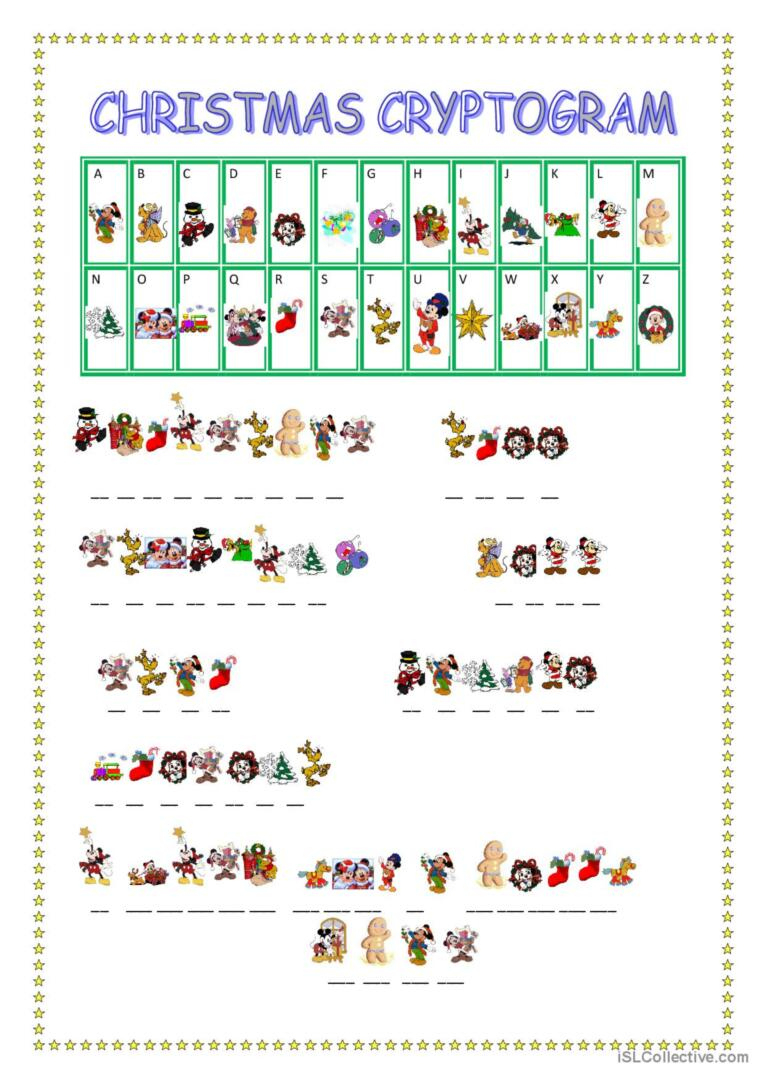 Christmas Cryptogram Warmer, Filler…: English Esl Worksheets Pdf &amp;amp; Doc in Free Printable Christmas Cryptogram Worksheets