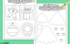 Christmas Cutting Practice Coloring Pages For Kids! Kids within Free Christmas Cutting Worksheets