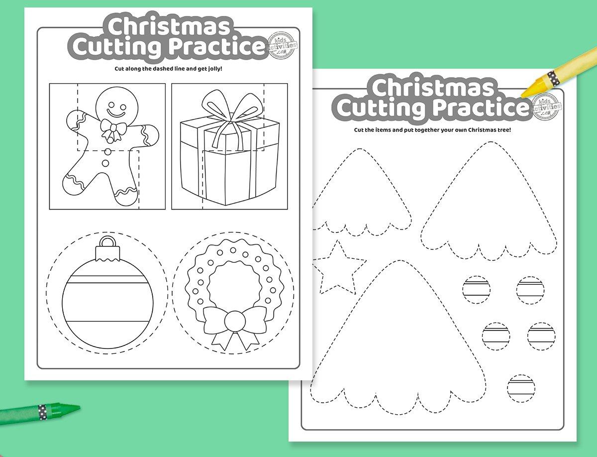 Christmas Cutting Practice Coloring Pages For Kids! Kids within Free Christmas Cutting Worksheets