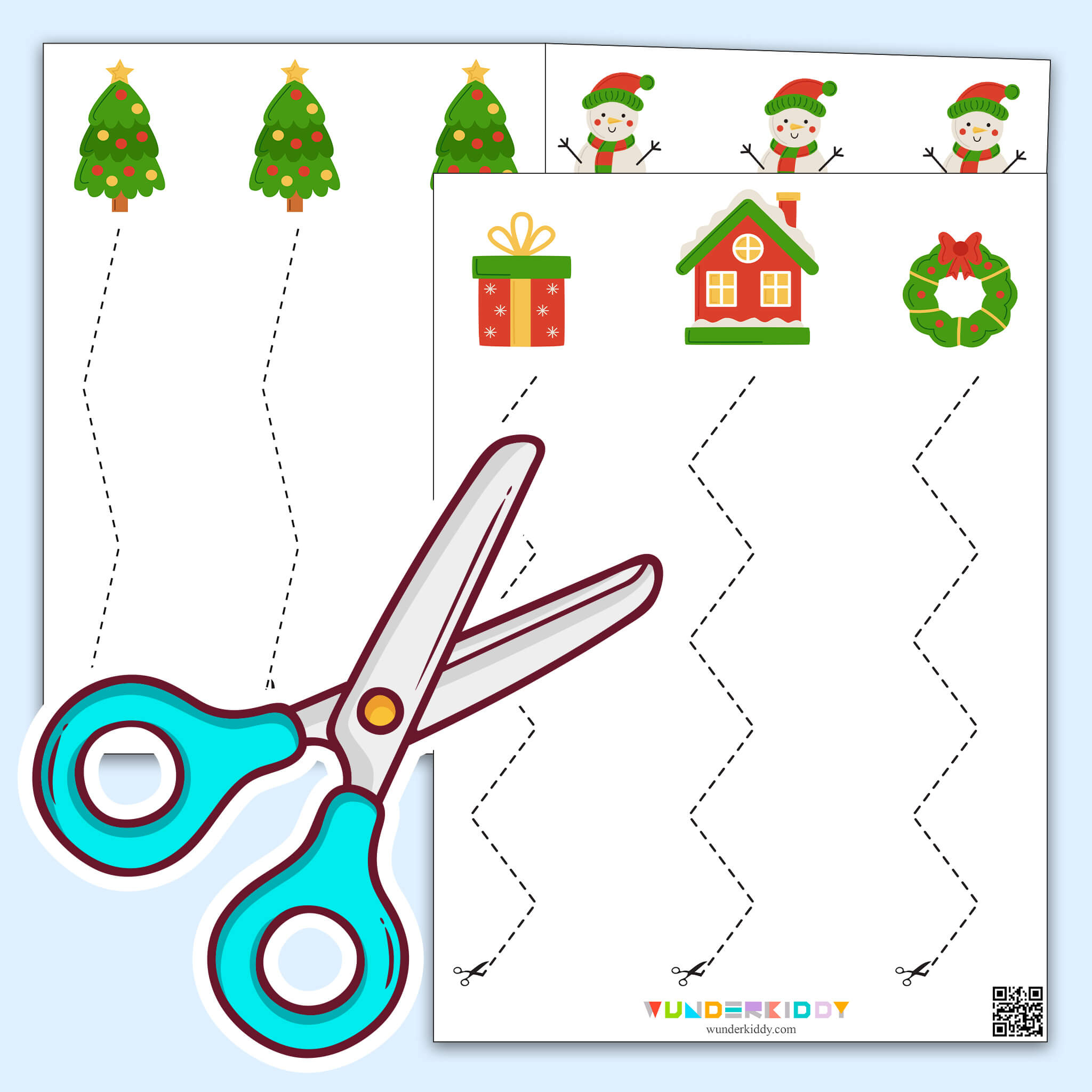 Christmas Cutting Templates Printable Pdf with Free Christmas Cutting Worksheets