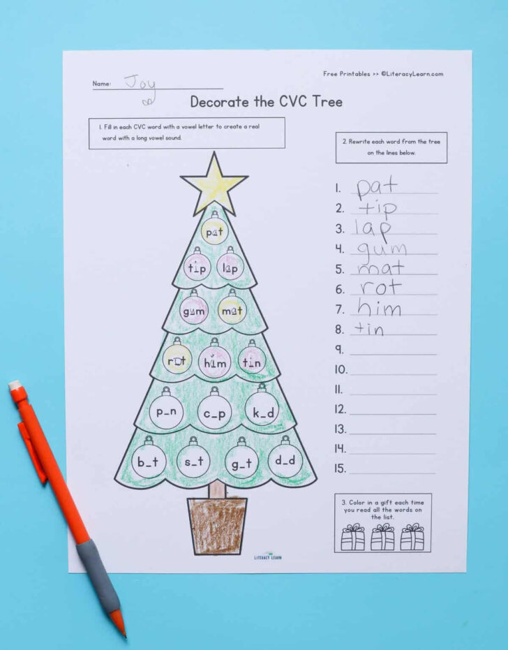 Kindergarten Christmas Cvc Worksheets Kindergarten Christmas Cvc Worksheets