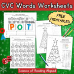 Christmas Cvc Worksheets For Kindergarten   Free Printables Throughout Christmas Cvc Words Worksheets Free