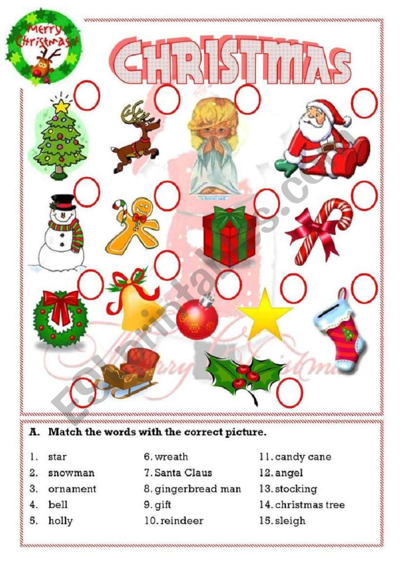 Christmas - Esl Worksheetisaserra in Esl Christmas Worksheets