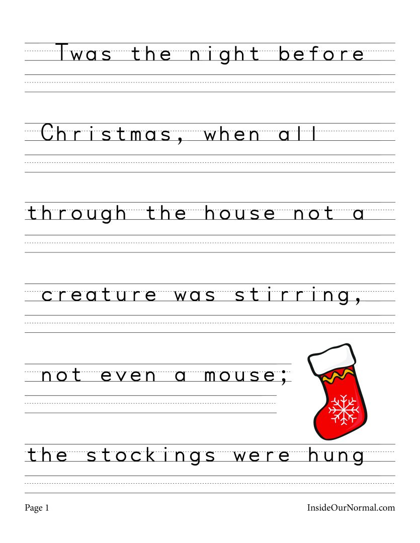 Christmas Handwriting Bundle ~ Inside Our Normal pertaining to Christmas Cursive Writing Worksheets