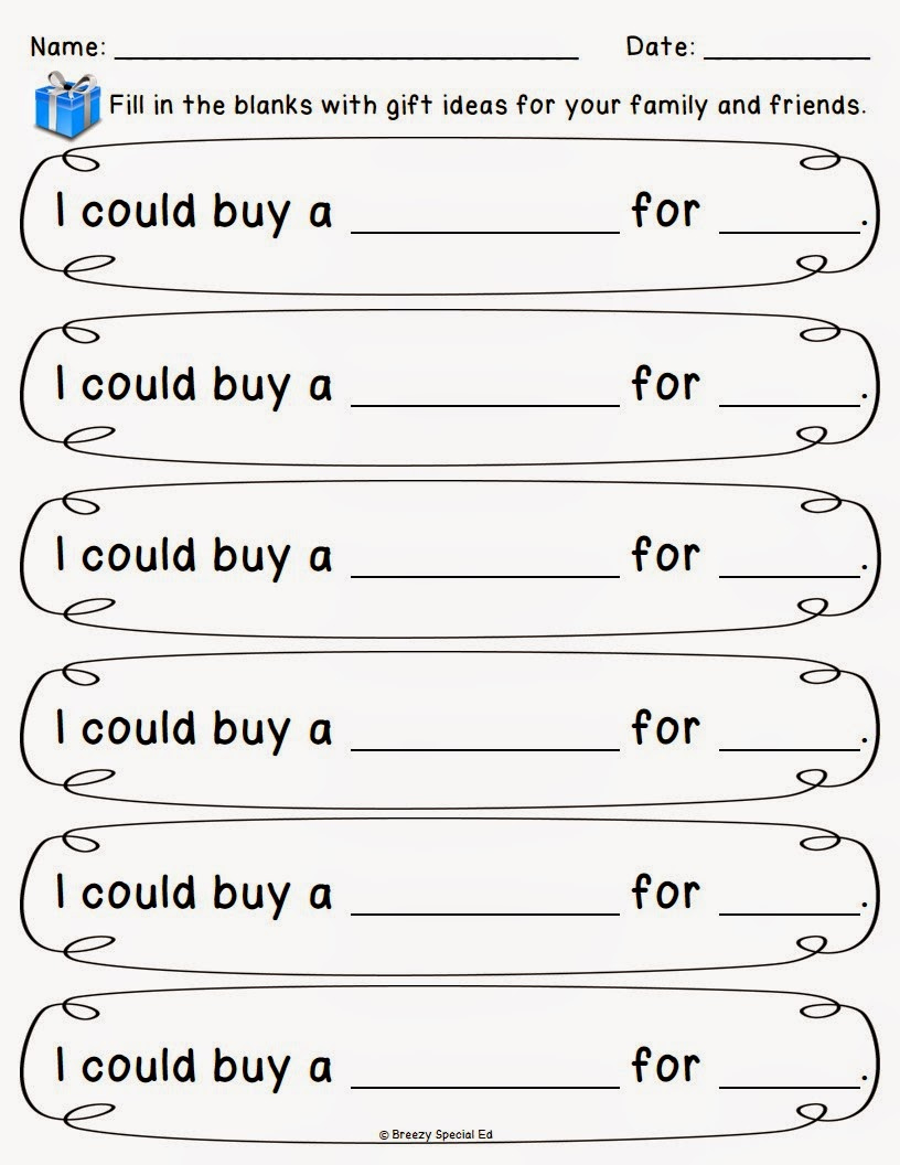 Christmas/Holiday Shopping Worksheets For Free - Breezy Special Ed intended for Christmas Shopping Math Worksheets