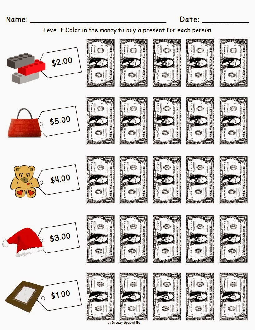 Christmas/Holiday Shopping Worksheets For Free - Breezy Special Ed with regard to Christmas Shopping Math Worksheets