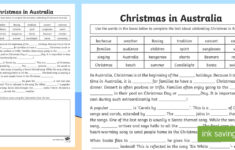 Christmas In Australia Cloze Worksheet in Christmas Cloze Worksheets Answers