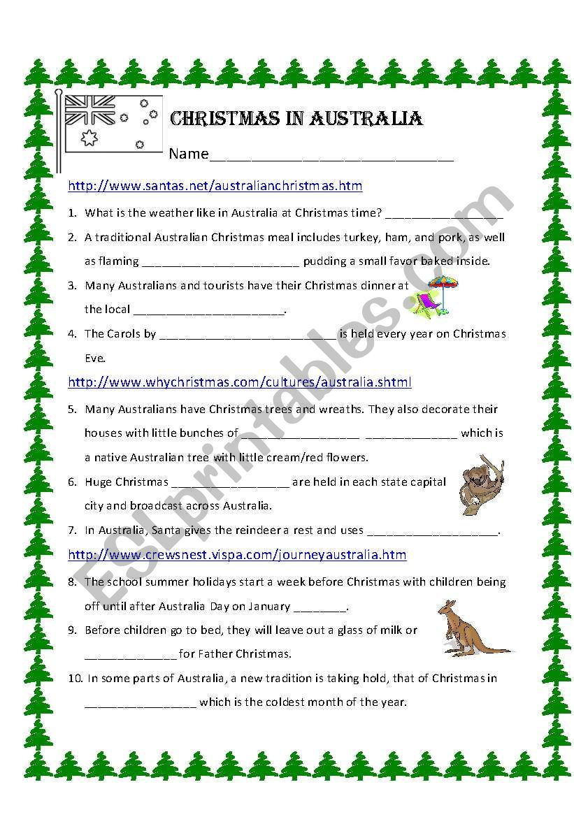 Christmas In Australia - Esl Worksheetbechunter throughout Christmas in Australia Worksheets