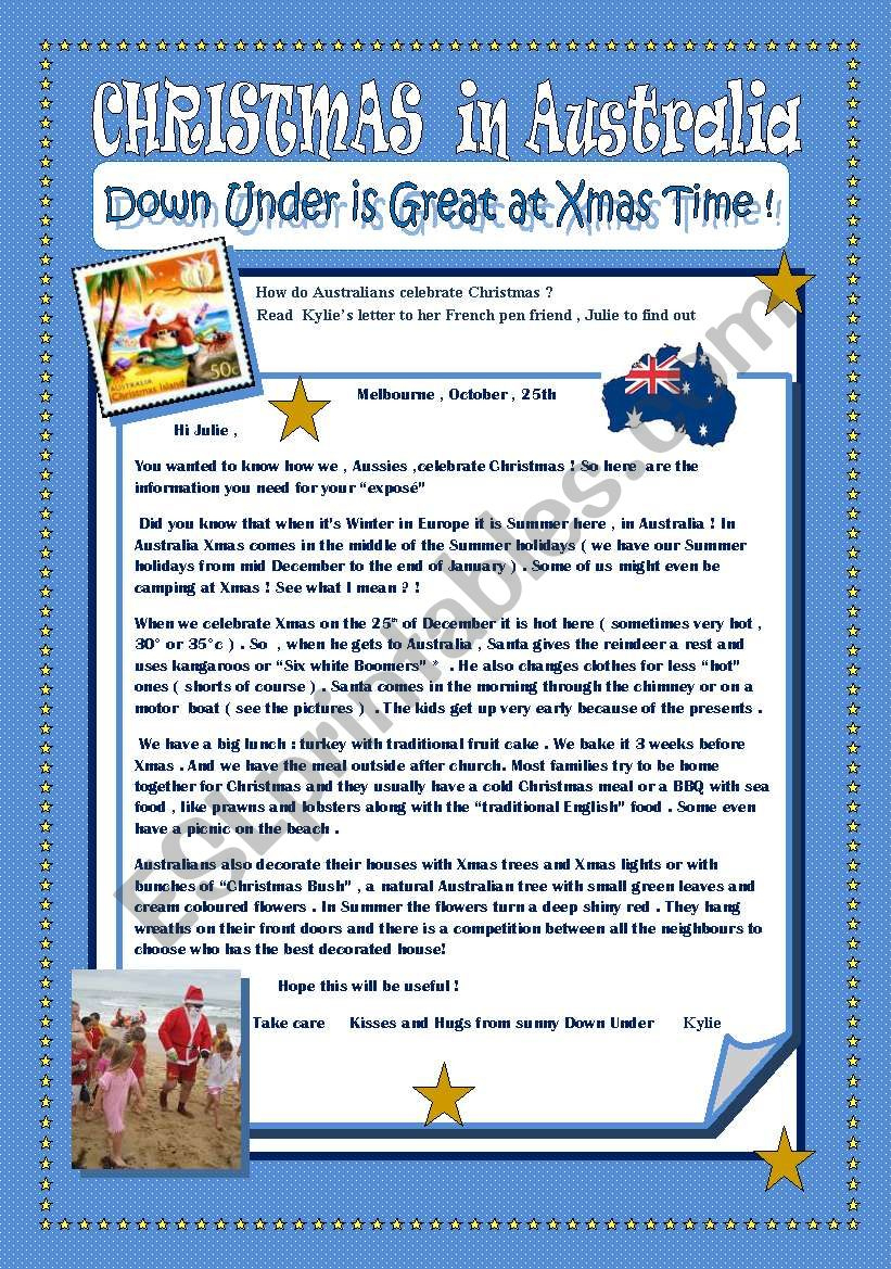 Christmas In Australia - Esl Worksheetikebana intended for Christmas in Australia Worksheets