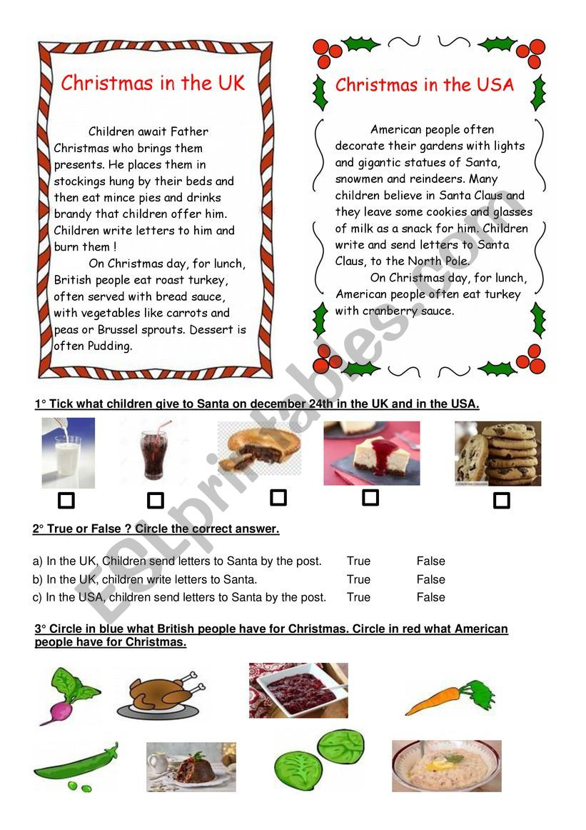 Christmas In The Uk And In The Usa - Esl Worksheetbouh17 for Christmas In The Usa Worksheets