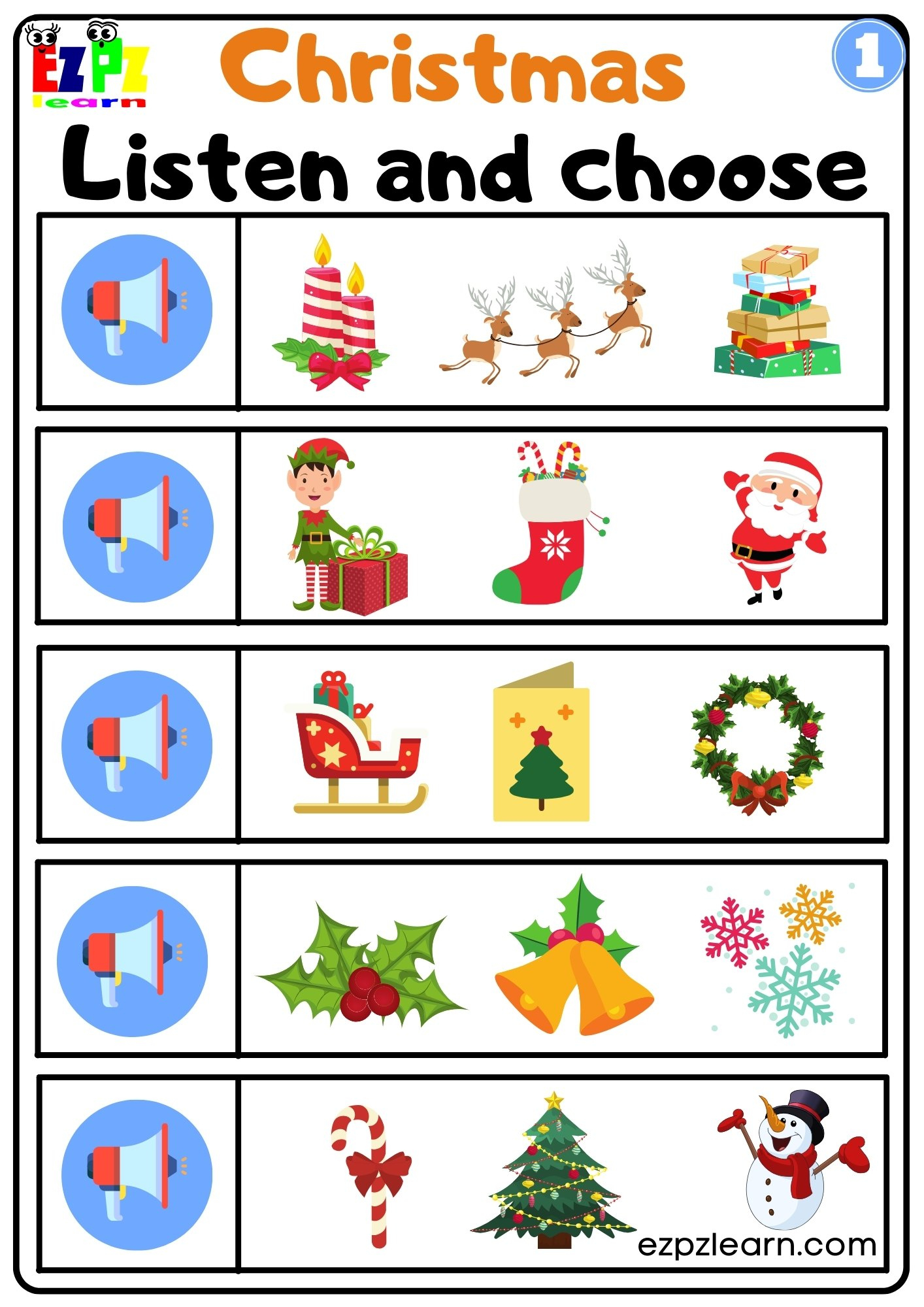Christmas Interactive Worksheet Listen And Choose The Correct inside Christmas Worksheets For Esl Students