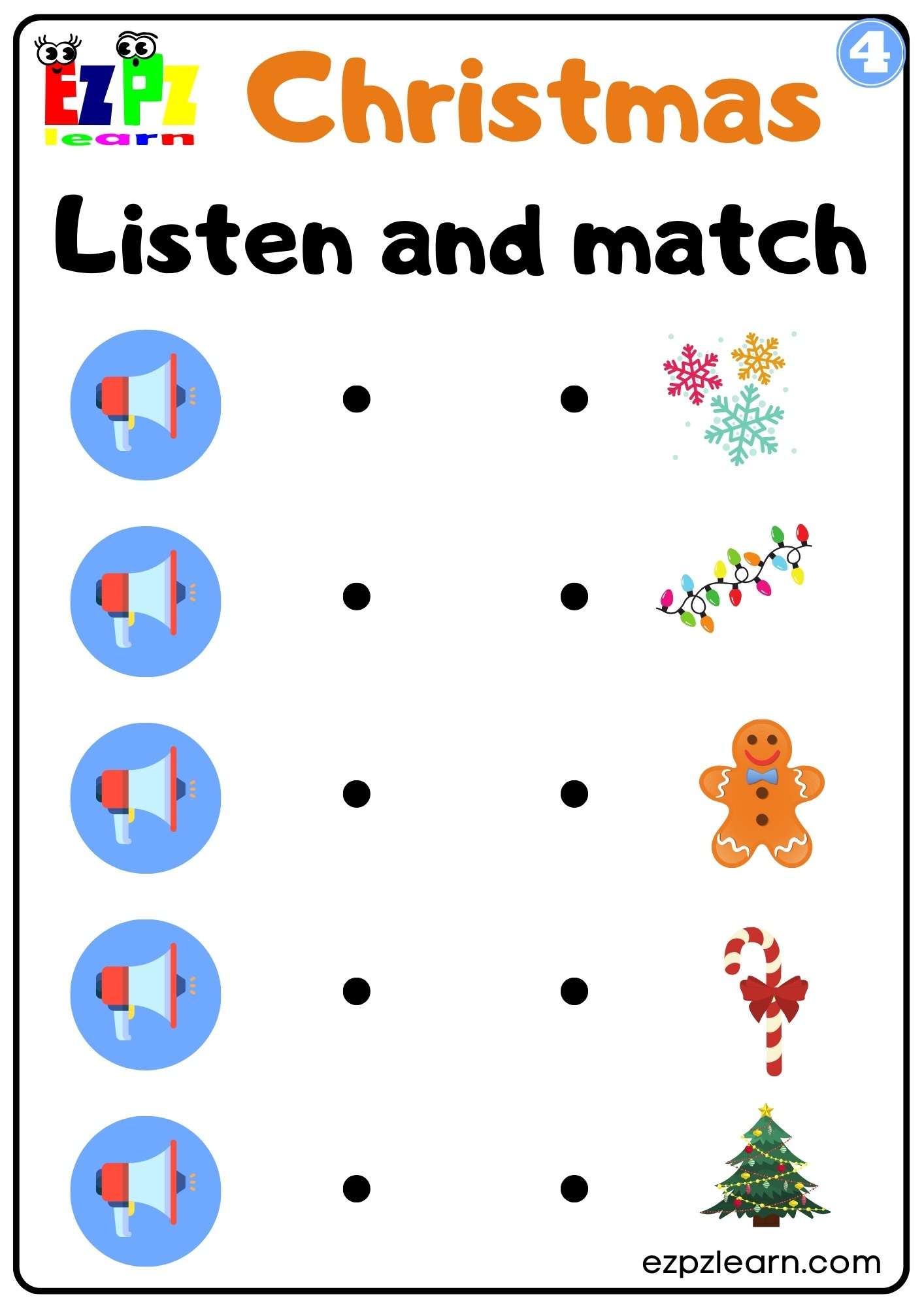 Christmas Interactive Worksheet Listen And Match The Correct in Christmas Matching Worksheets Printable