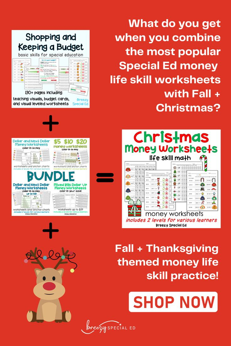 Christmas Life Skill Money Math + Budget Worksheets For Special throughout Christmas Money Math Worksheets