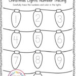 Christmas Lights Number Tracing Worksheet 1 10 (Xmas Kindergarten Inside Christmas Number Tracing Worksheets