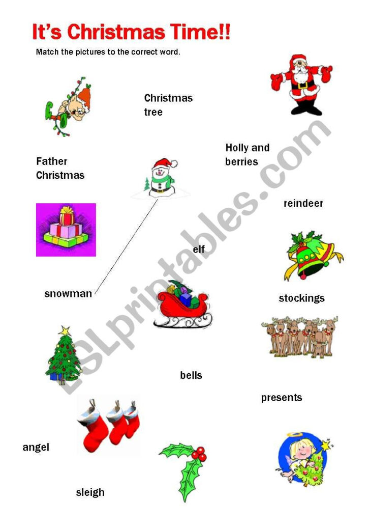 Christmas Match Up Worksheets