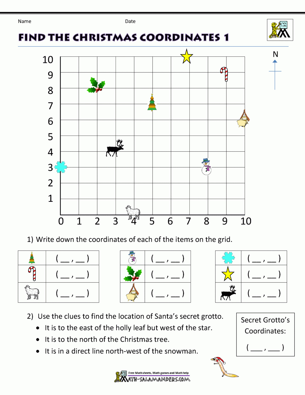 Christmas Math Activities inside Christmas Coordinates Worksheets Free