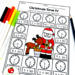 Christmas Math And Literacy 1St Grade No Prep Activities Inside Christmas Telling Time Worksheets
