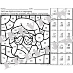 Christmas Math Coloring Pages 2 Digit Addition With Regrouping For Addition Christmas Coloring Worksheets