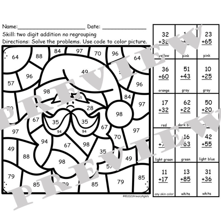 Addition Christmas Coloring Worksheets Addition Christmas Coloring Worksheets