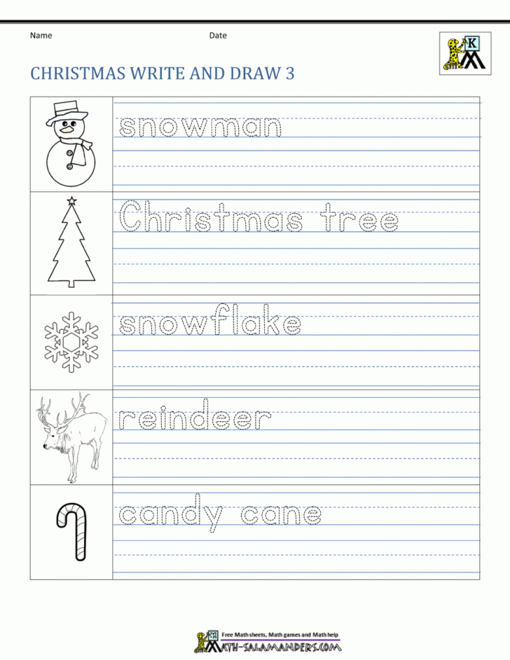 Kindergarten Christmas Worksheets