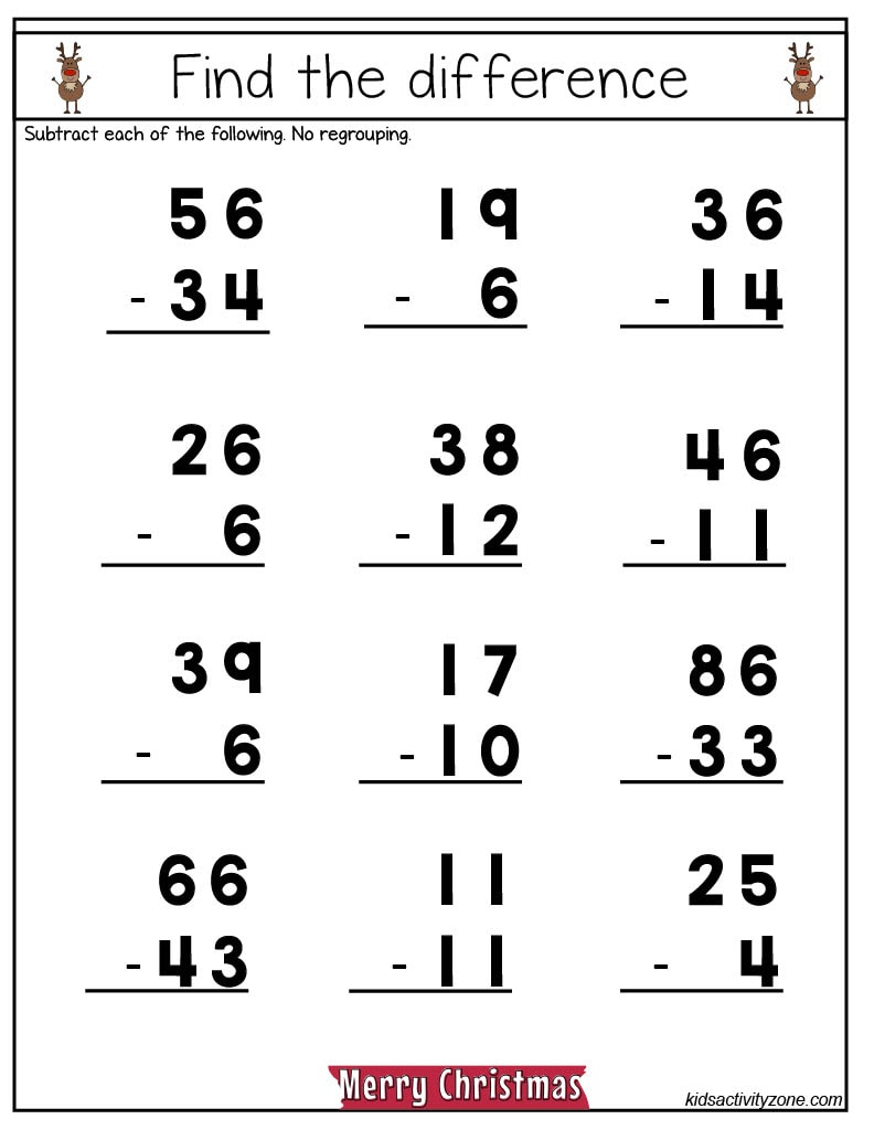 Christmas Math Worksheets - Middle Elmentary - Kids Activity Zone within Christmas Math Worksheets Addition