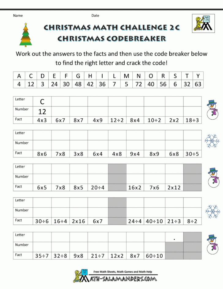 Christmas Math Worksheets 6th Grade