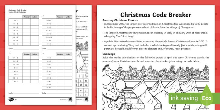 Christmas Code Breaker Worksheets