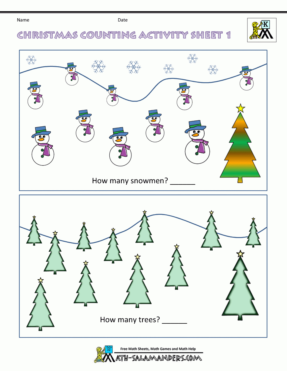 Christmas Maths Worksheets for Preschool Math Christmas Worksheets