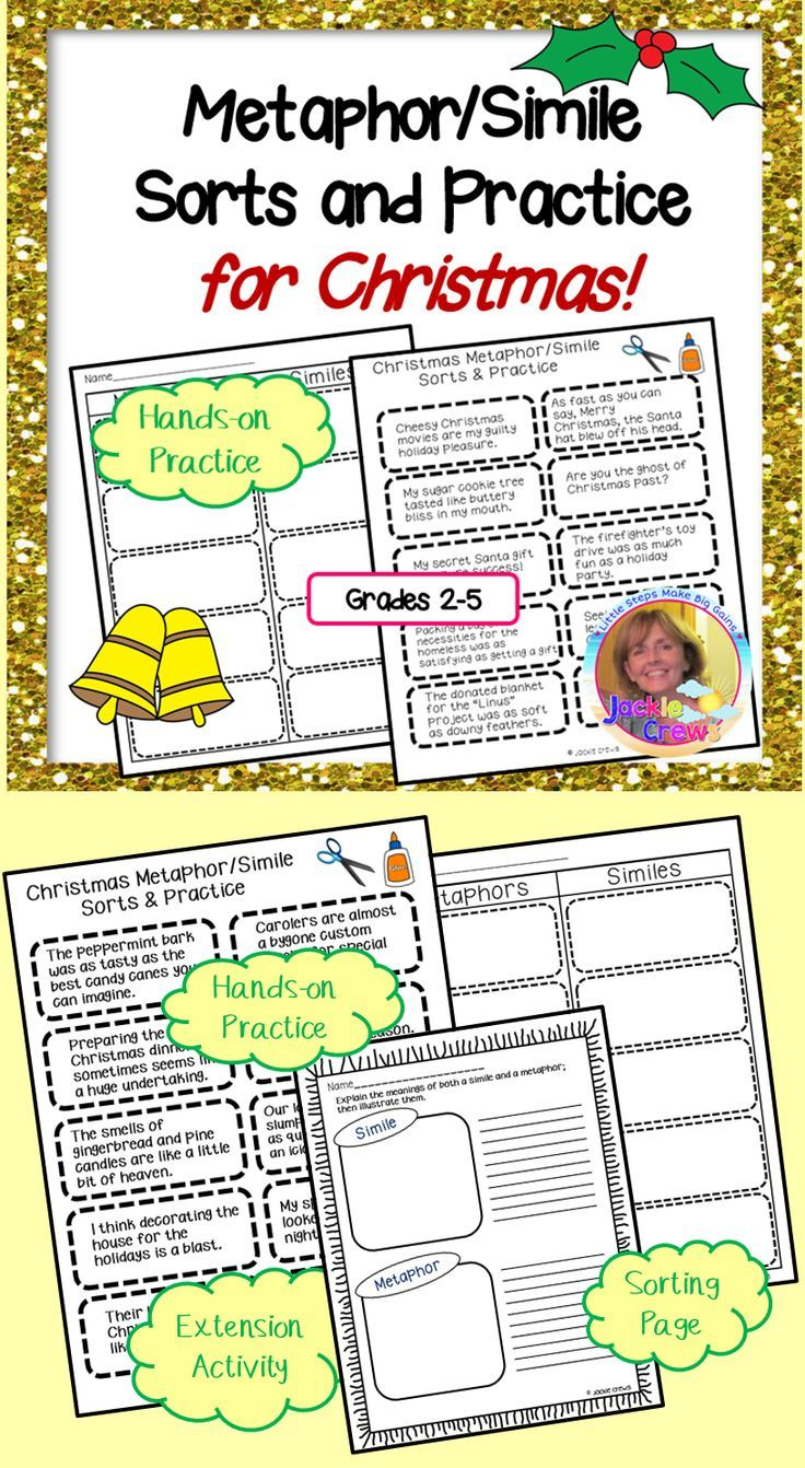 Christmas Metaphor/Simile Sorts And Practice! within Christmas Similes and Metaphors Worksheets