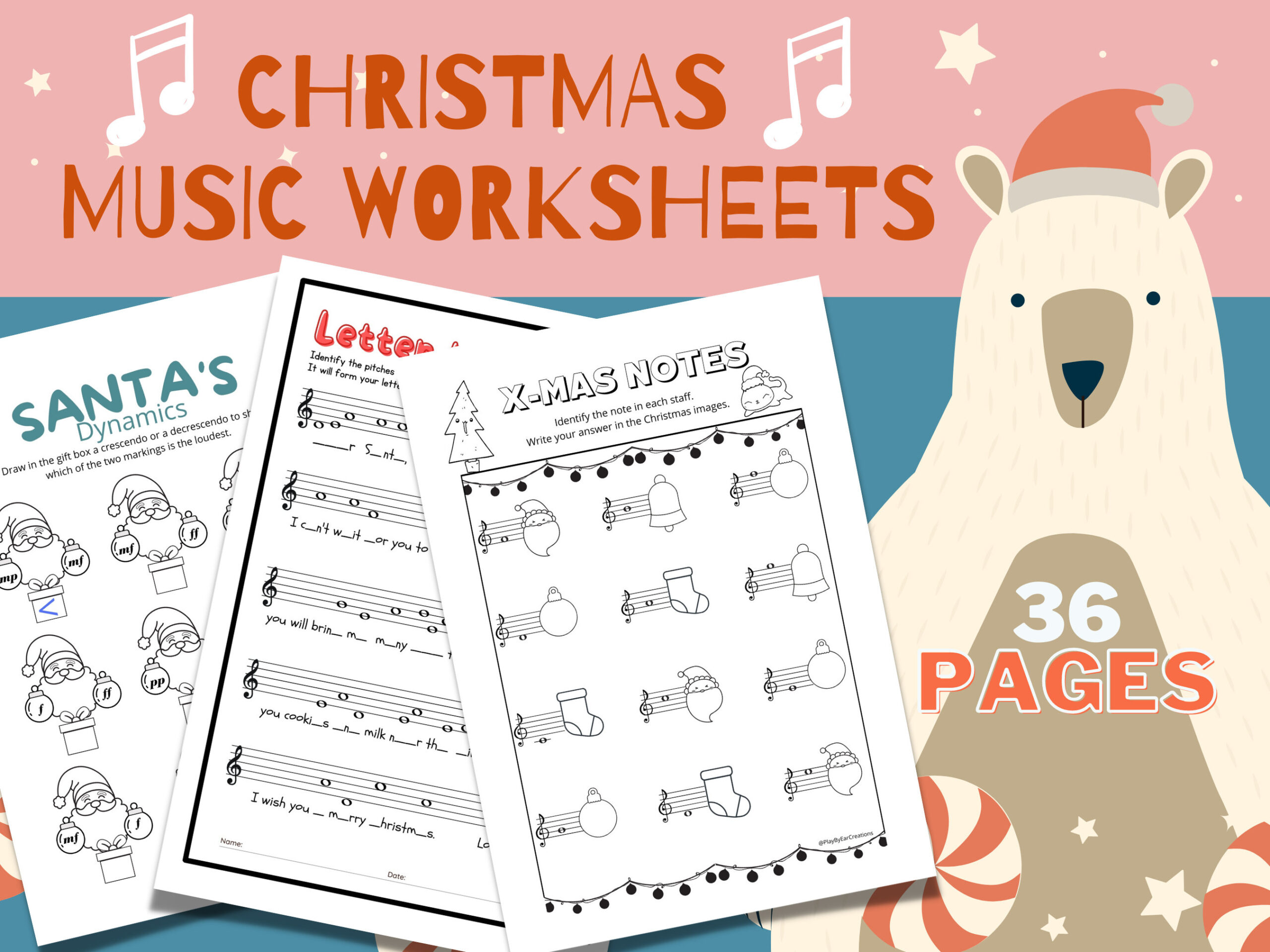 Christmas Music Worksheets - Printable - Instant Download - Music inside Printable Christmas Music Worksheets
