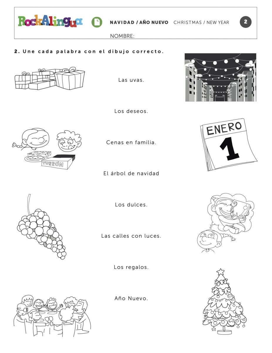 Christmas New Year Esl Worksheets For Kids intended for Spanish Christmas Activities Worksheets