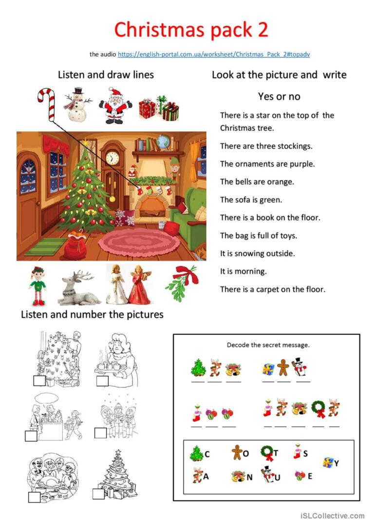 Christmas Pack: Esl Listening, Readi…: English Esl Worksheets Pdf inside Esl Christmas Worksheets Adults