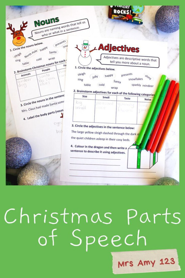 Christmas Parts of Speech Worksheets Christmas Parts of Speech Worksheets