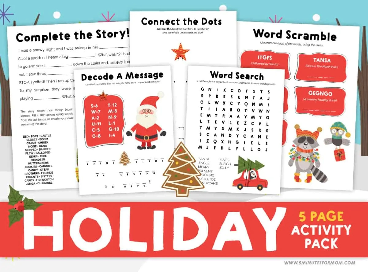 Christmas Printable Activities For Kids - 5 Minutes For Mom inside 12 Days of Christmas Statistics Worksheets