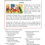 Christmas Reading Comprehension Worksheets Within Christmas Day Reading Comprehension Worksheets