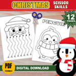 Christmas Scissor Skills | Santa'S Beard & Christmas Characters With Regard To Christmas Scissor Skills Worksheets