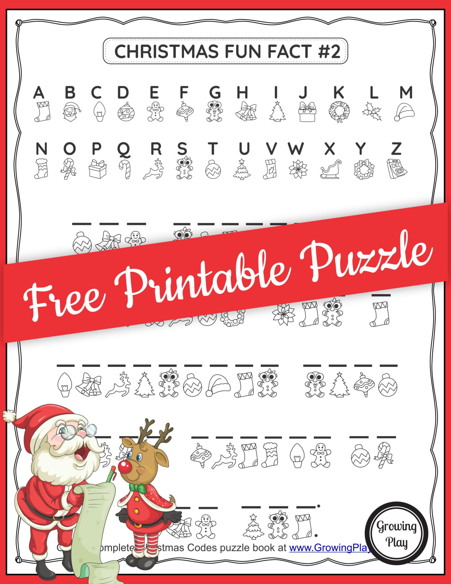 Christmas Secret Code Worksheet - Free Printable - Growing Play for Free Printable Christmas Secret Code Worksheets