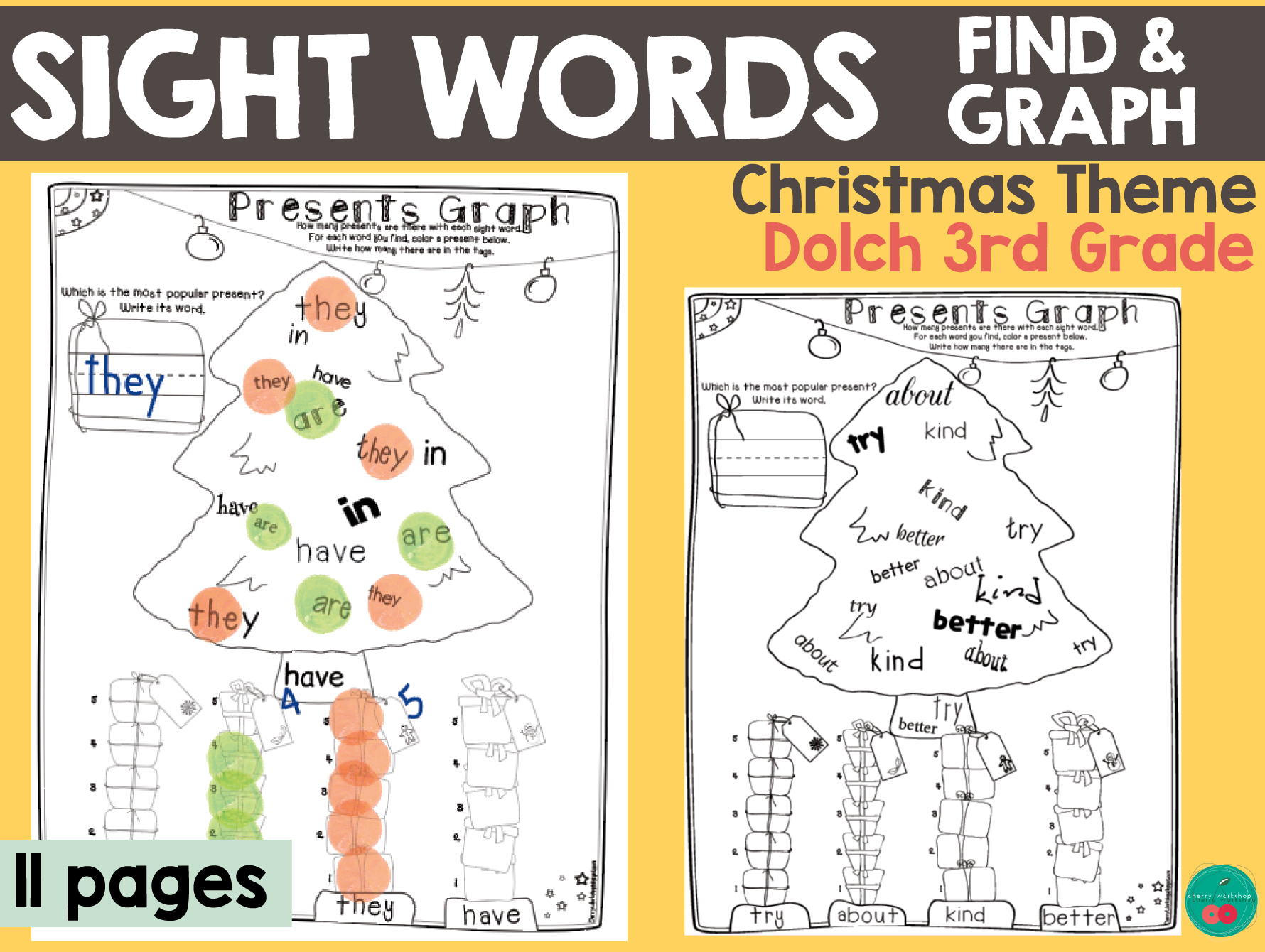 Christmas Sight Words 3Rd Grade for Christmas Sight Words Worksheets