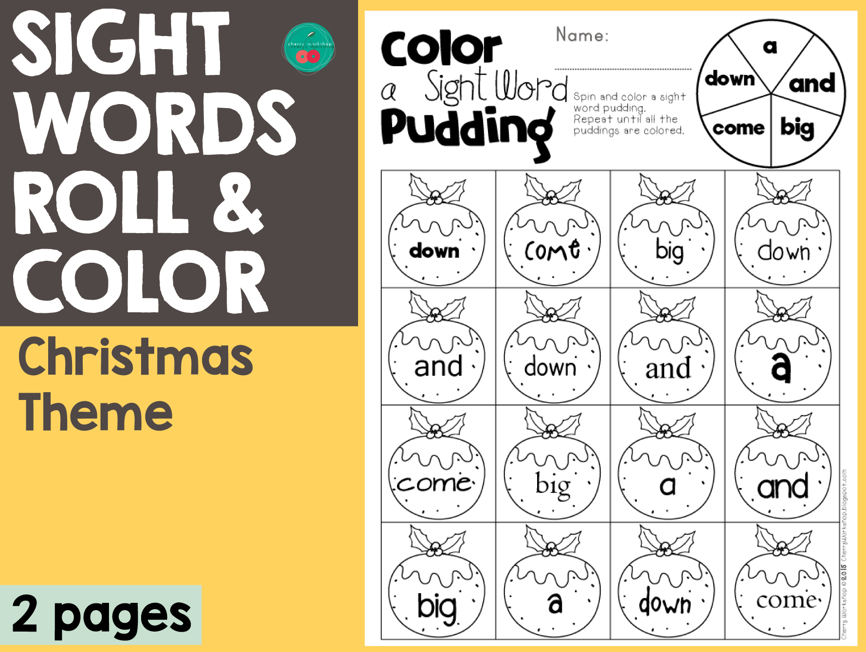 Christmas Sight Words Roll &amp;amp; Color intended for Christmas Sight Word Worksheets