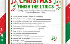 Christmas Song Game Finish The Lyrics Trivia Questions &amp; Answers regarding First Letter Of Christmas Carols Worksheets