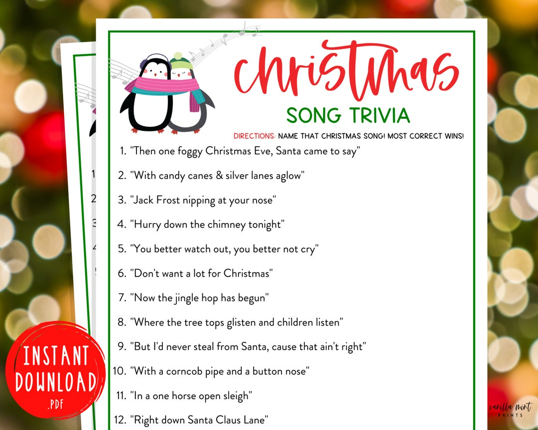 Christmas Song Trivia Game | Christmas Music Trivia Printable within Christmas Carol Trivia Worksheets