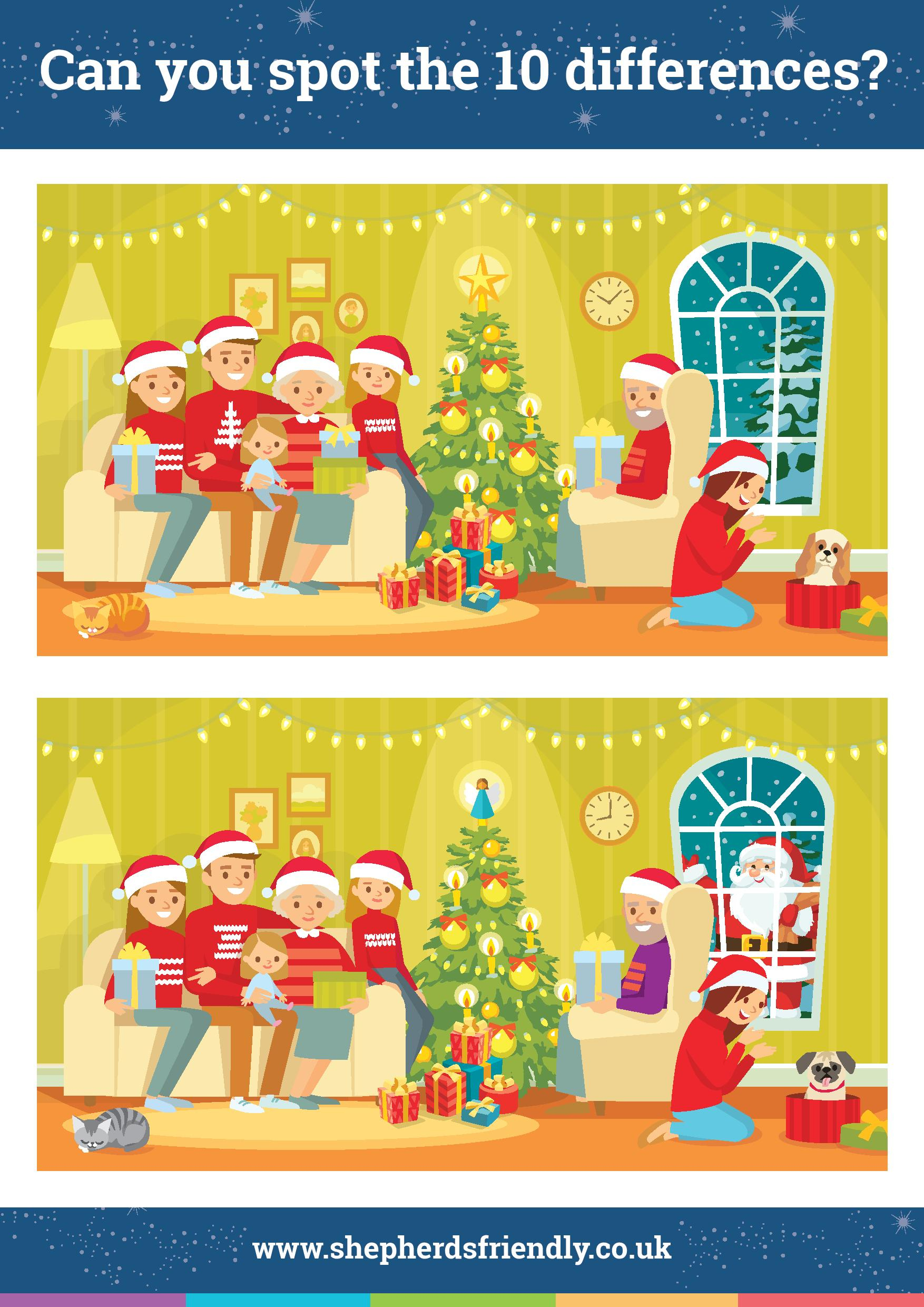 Christmas Spot The Difference | Shepherds Friendly in Christmas Spot the Difference Worksheets