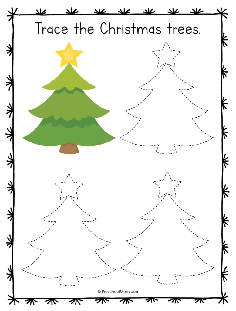 Christmas Symbols Tracing Worksheets - Preschool Mom with regard to Christmas Tree Tracing Worksheets