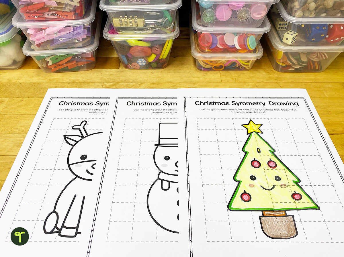 Christmas Symmetry Worksheets - Mirrored Drawing Activity | Teach within Free Christmas Symmetry Worksheets