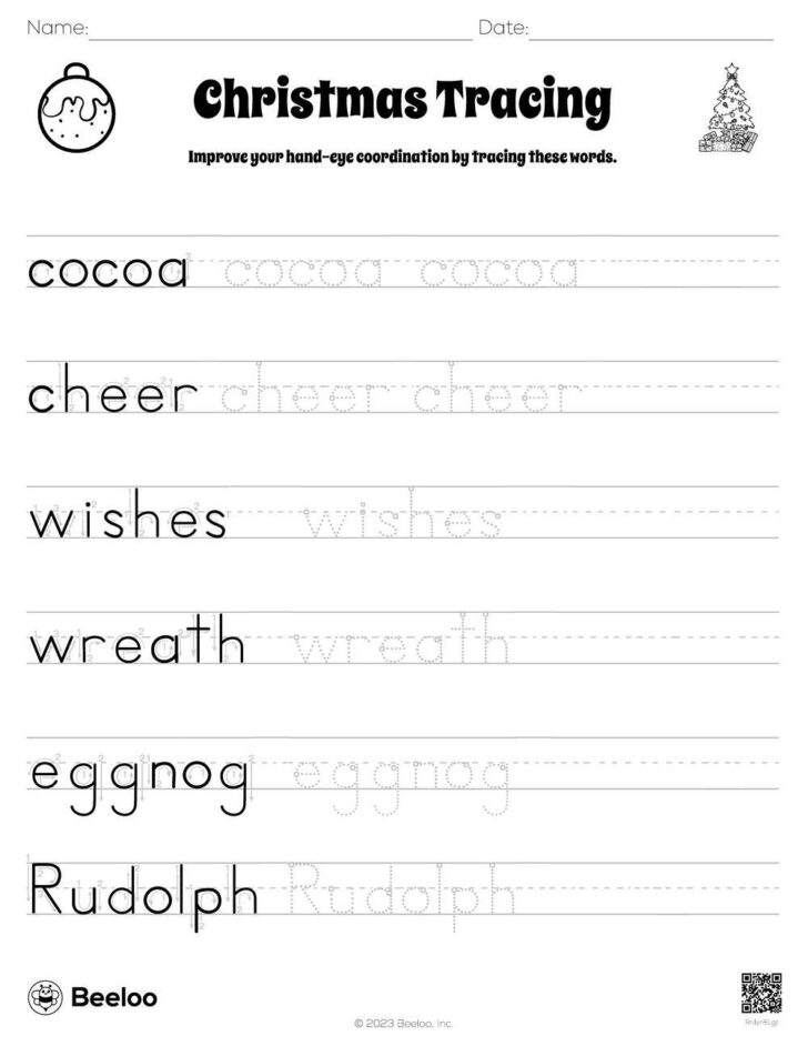 Christmas Words Tracing Worksheets Christmas Words Tracing Worksheets