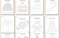 Christmas Tracing Practice Worksheets For Preschoolers And Handwriting  Improvement Christmas Trace And Color Activities For Kids regarding Christmas Tracing Worksheets